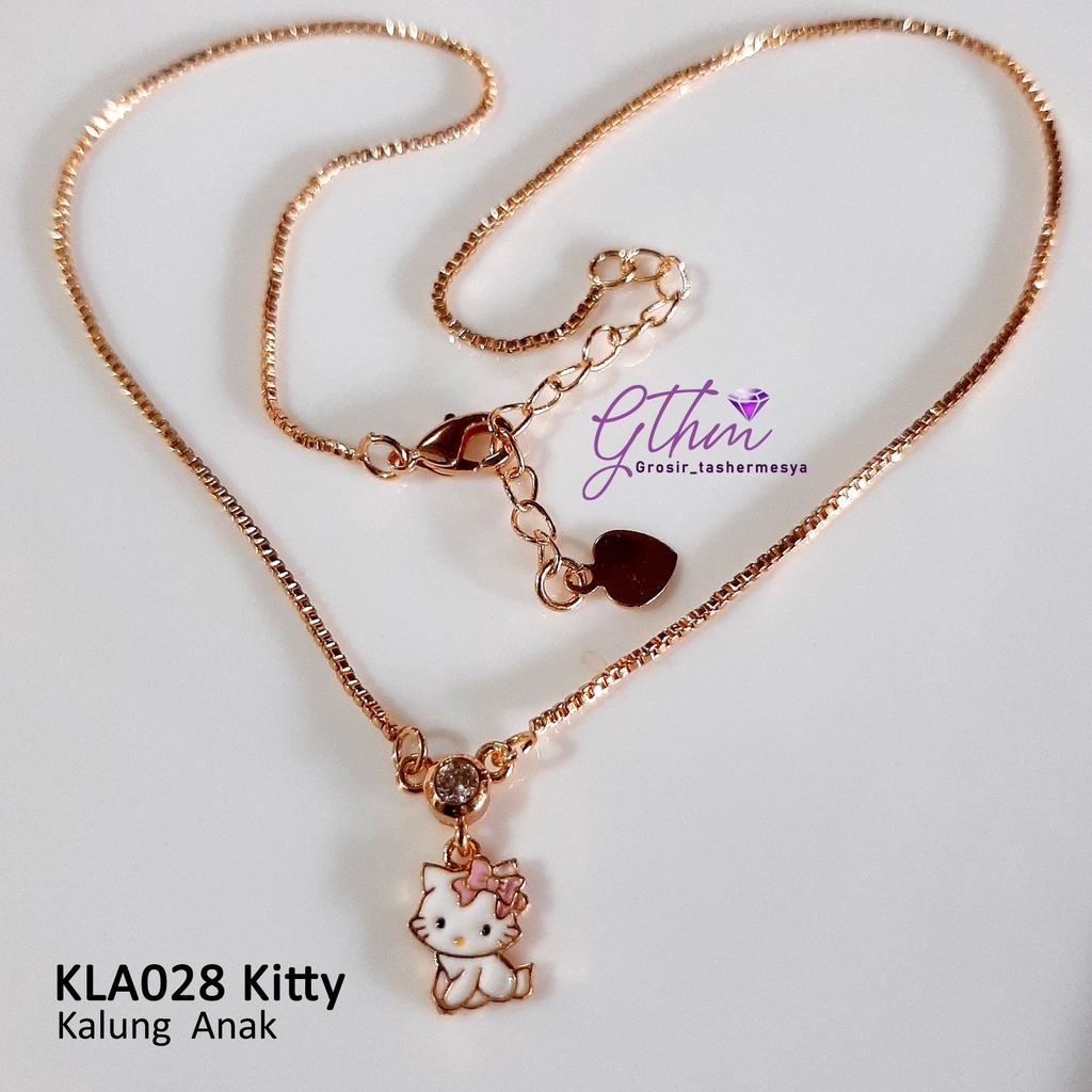 Kalung Anak Kitty Kucing Meong Anti karat Perhiasan Fashion Import Gold Plated kla028 GTHM