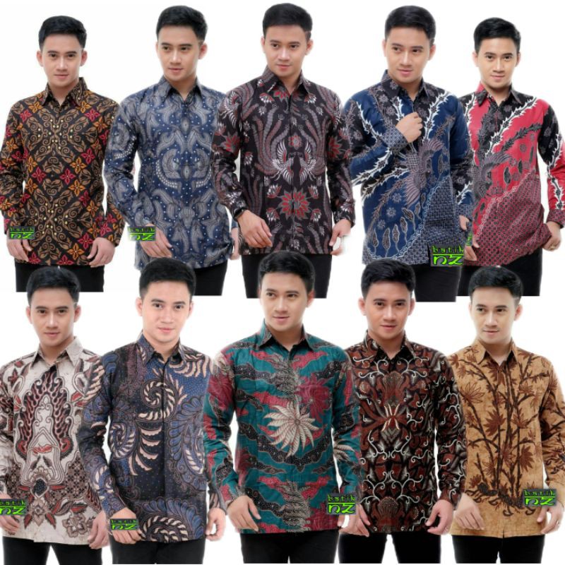 Baju Batik Atasan Pria Jumbo Size M L Xl Xxl Kemeja Batik Lengan Panjang Bahan Katun Kekinian