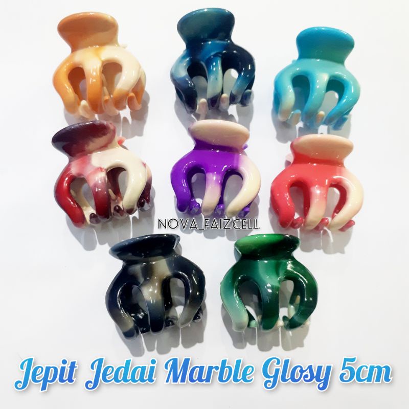 Jepit Jedai Marble Glosy 5cm Korea style