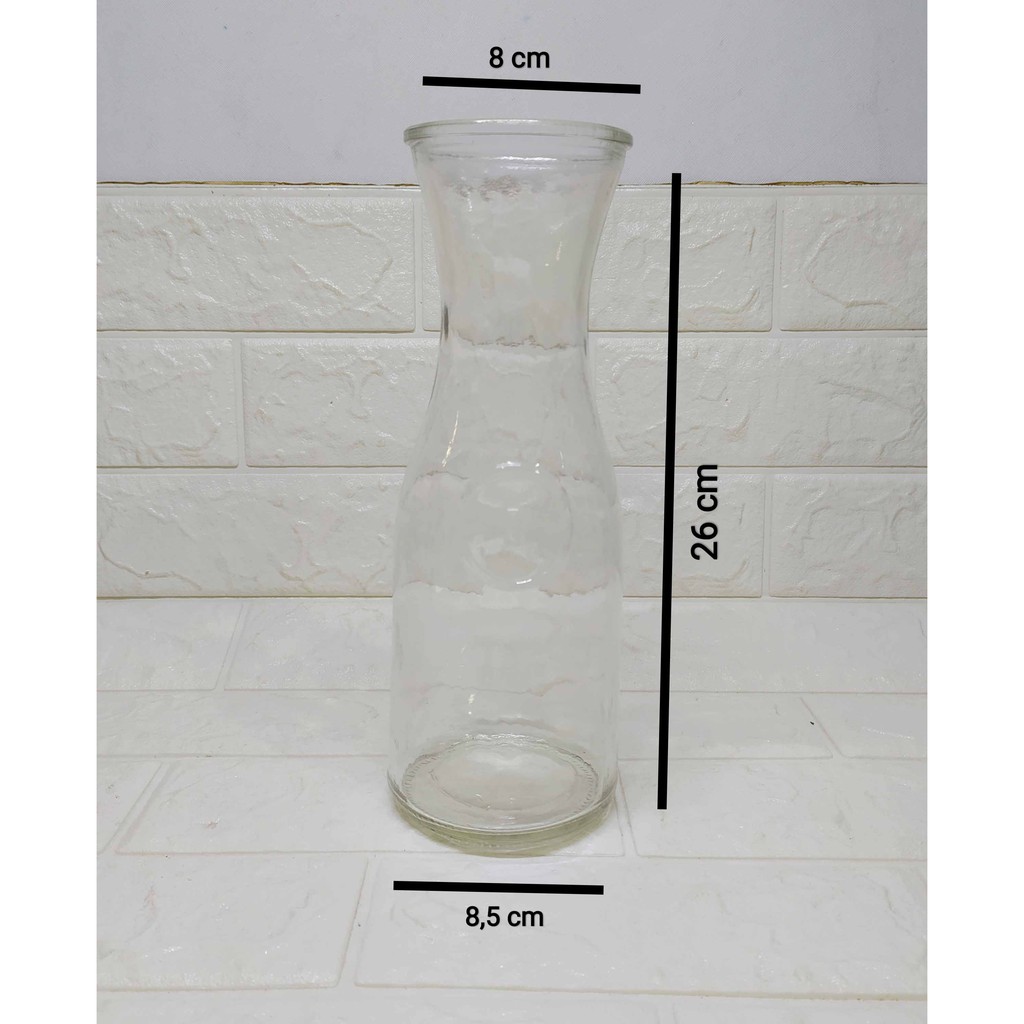 Vas Kaca Botol Lurus BESAR  TANPA TUTUP  - Pot Hias Dekorasi