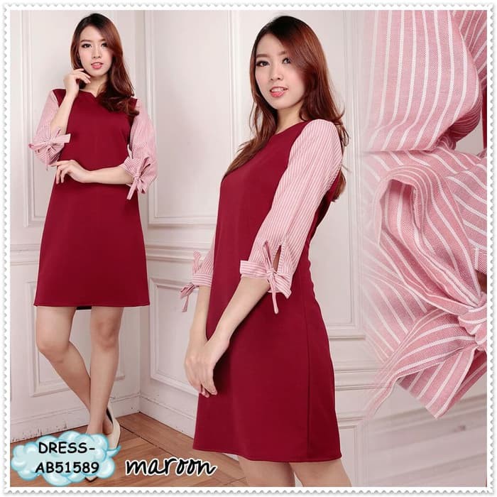 Mini Dress Tunik Kerja Pesta Lengan Panjang Baju Katun Bangkok Import