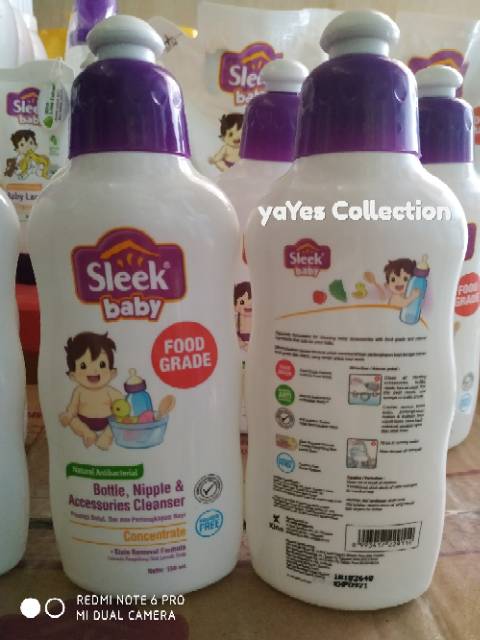 Sleek baby bottol bottle nipple 150 ml cleanser food grade pencuci cuci botol dot mainan asesoris