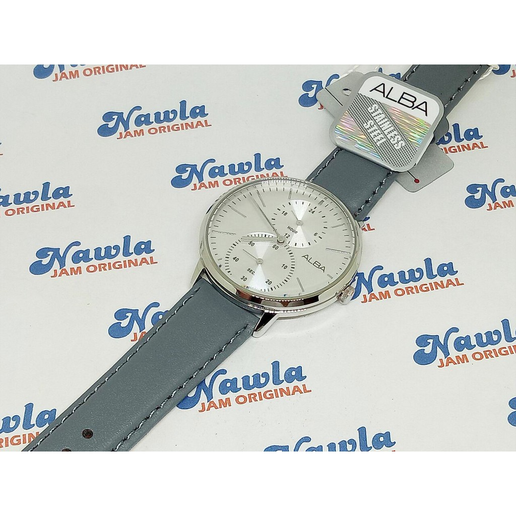 Alba Prestige A3A011X1 Silver Dial Grey Leather - Jam Tangan Pria A3A011