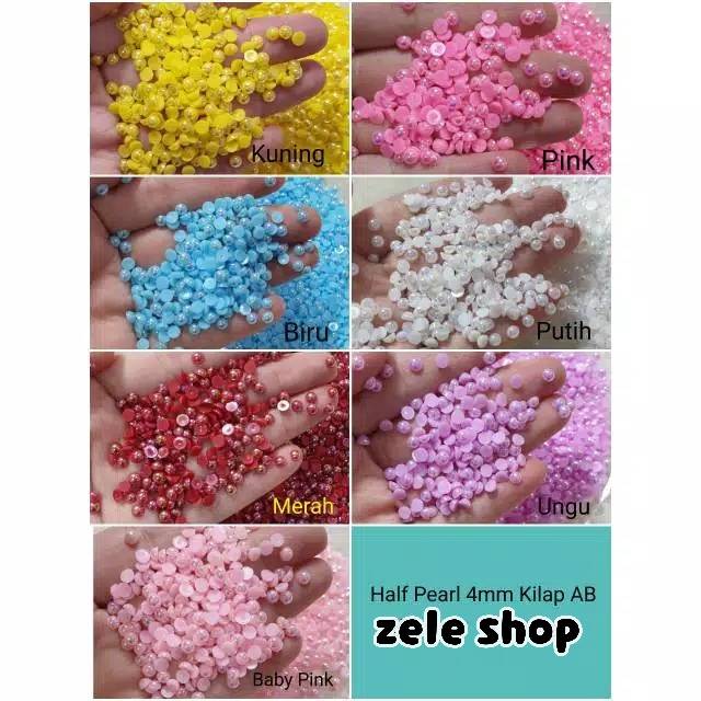 HALF PEARL KILAP AB SIZE 4MM / MUTIARA BELAH 4MM