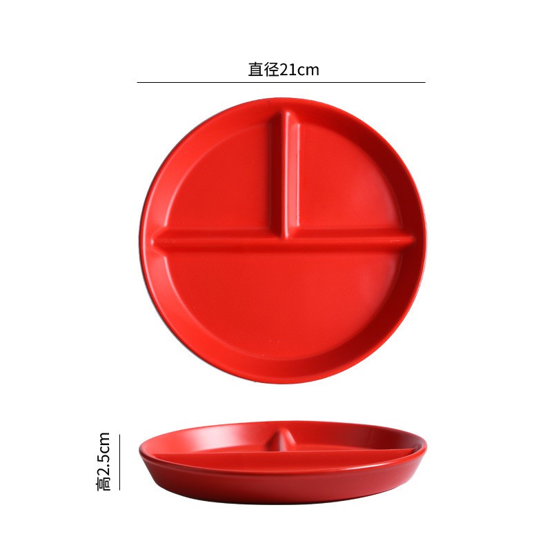 PP 28 Piring Keramik Skat Matte Porselin Piring datar Bulat Japan Korea Western Style Impor-Red