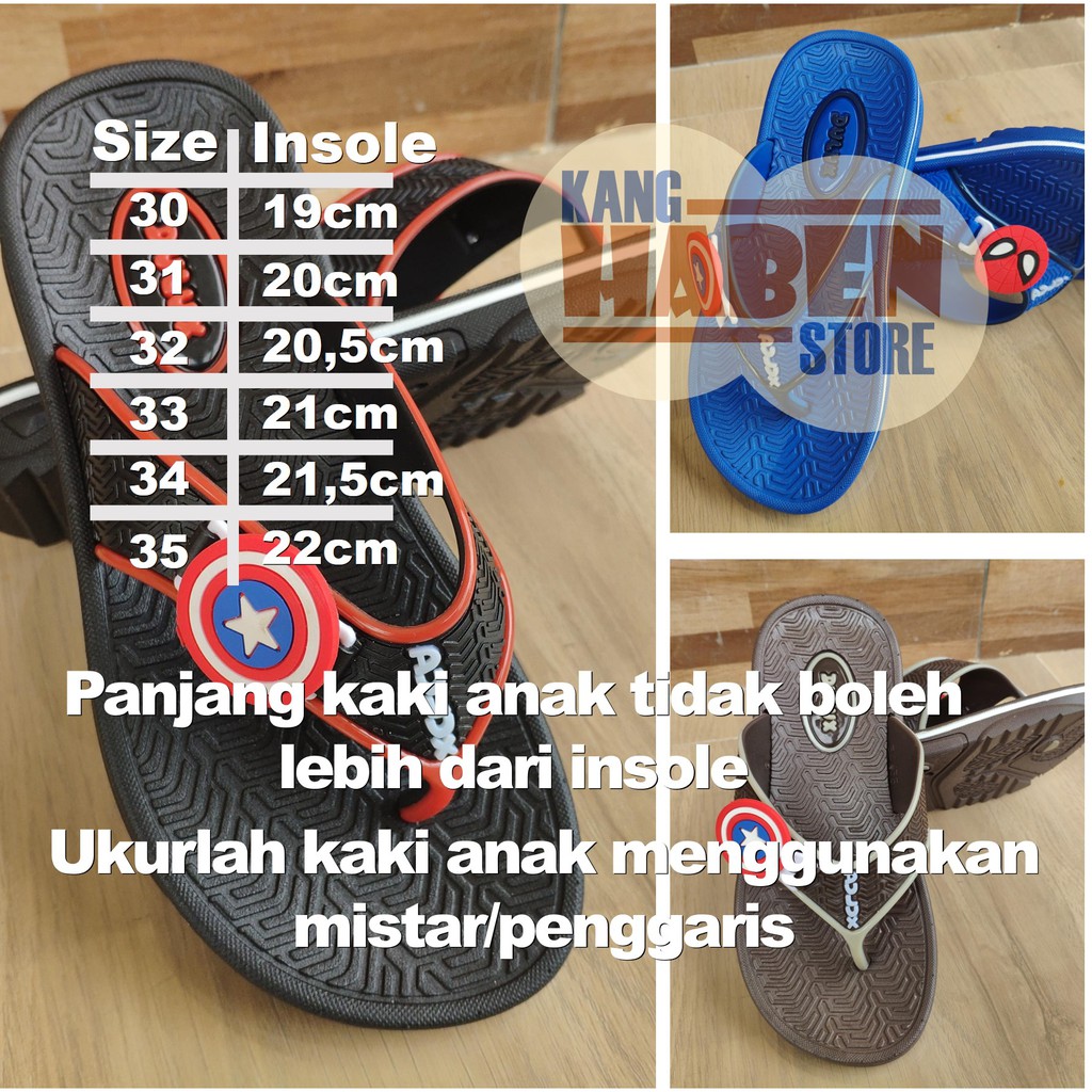 Sandal Jepit Anak Laki Laki Tanggung Karakter Avenger Bahan Karet Lentur CQ051C