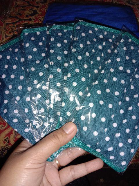 Masker Kain Polkadot Lusinan - Tali Sambung Free Plastik Opp