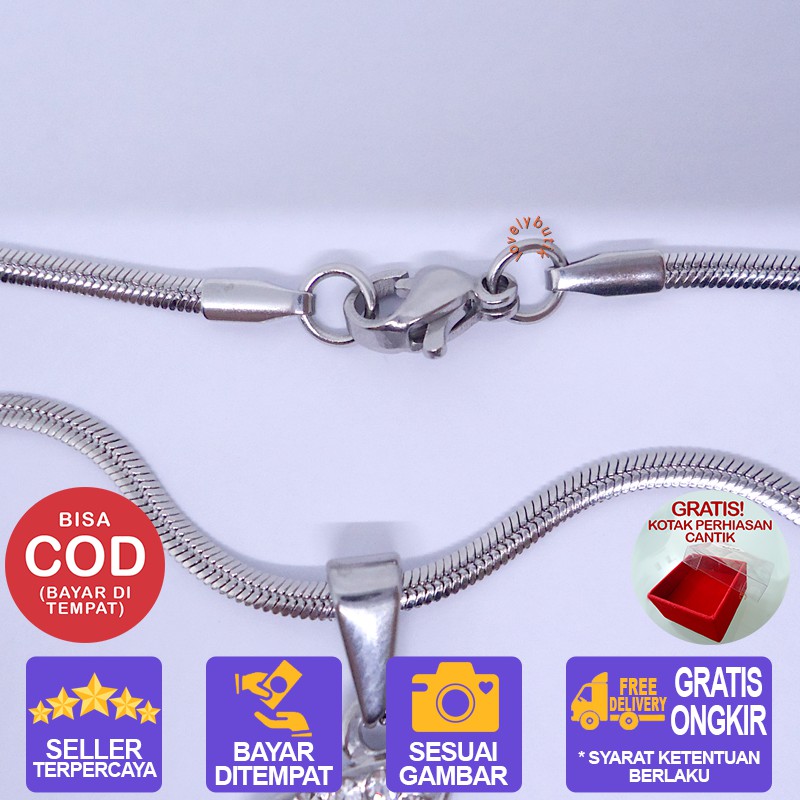 Lovelybutik Honey Kalung Huruf Titanium Anti Karat Inisial J Uk 45 cm BONUS KOTAK PERHIASAN