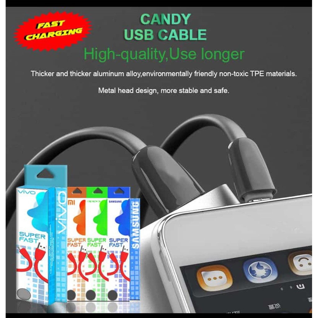 Kabel Data CANDY Micro USB/V8 Fast Charging 2.4Ampere