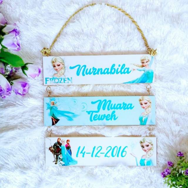 Custom Nama Anak Cewek Walldecor Frozen Hiasan Pajangan Dekorasi Ruangan Dinding Kamar Shabby Chic