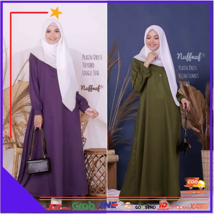 ❤BISA COD❤ GAMIS DEWASA PLAIN DRESS NUFFNAF S-L
