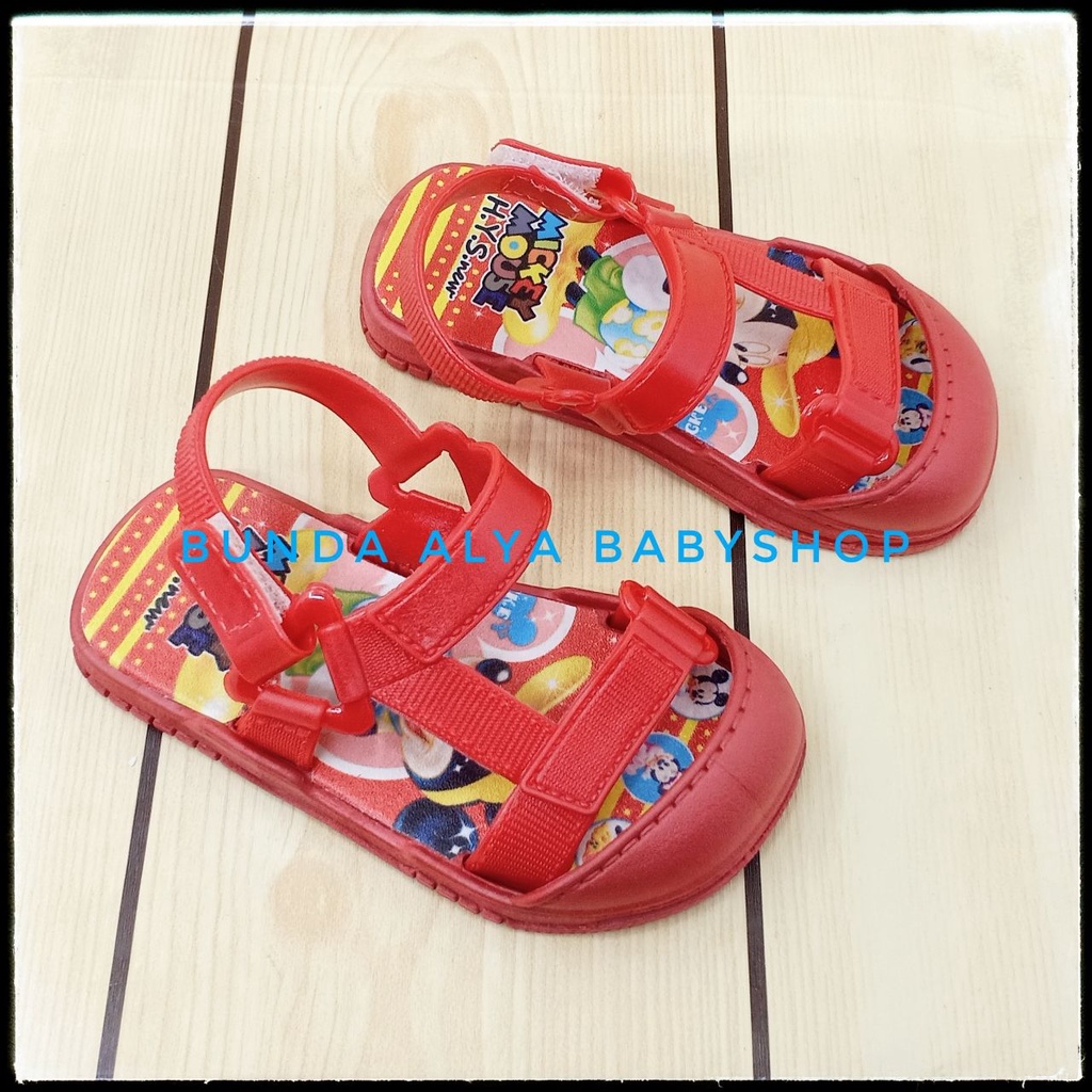 Sendal Anak Laki Laki Umur 9 Bulan 1 2 3 4 5 Tahun MERAH Anti Licin Motif Kartun Alas Karet - Sepatu Sandal Anak Cowok Elastis Lucu Nyaman DIpakai