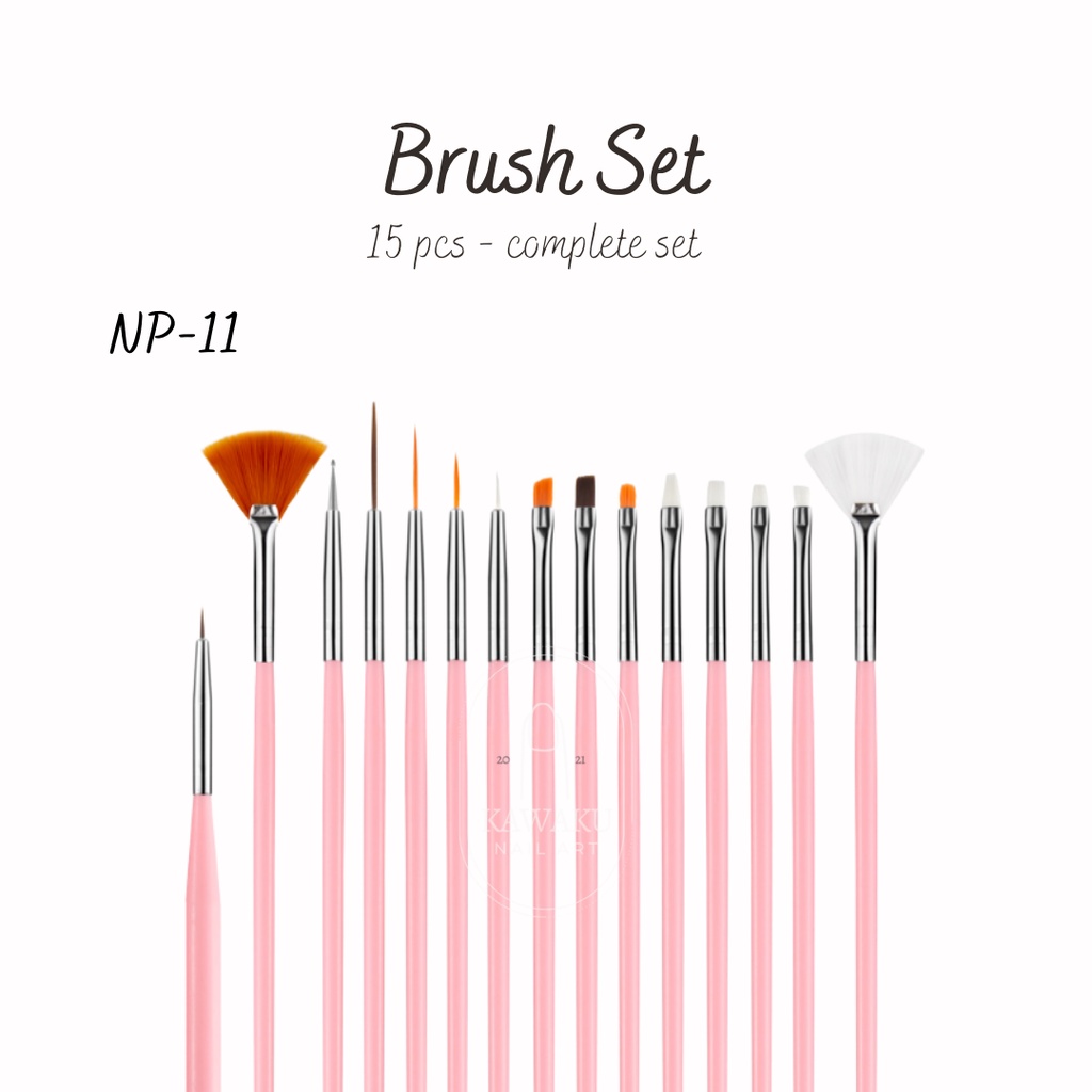 Brush Kuas Nail Art Painting Set 15pcs (NP-11)