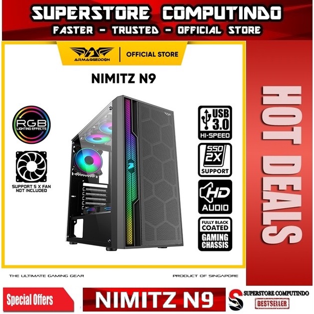 Armaggeddon Nimitz N9 ATX Gaming PC Case Tempered Glass Side Panel