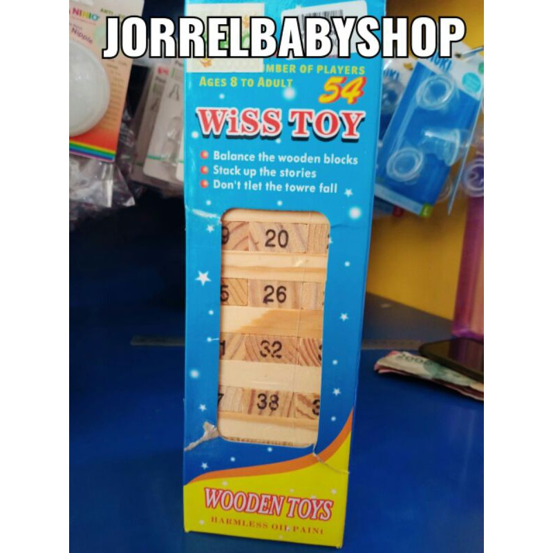 Permainan Uno Stako Kayu 48 Balok 4 Dadu Wooden Block Uno (Besar)