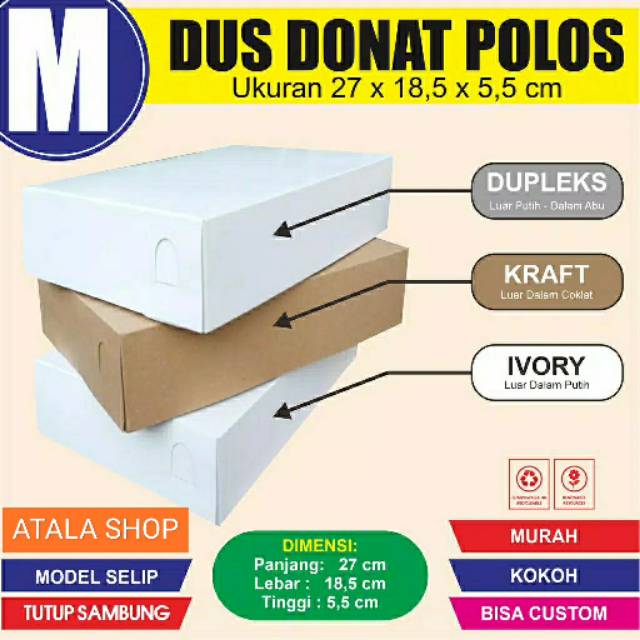 

Dus Packaging Donut Box Kotak Kemasan Donat Polos Foodgrade Eco Friendly 27x18.5x5.5