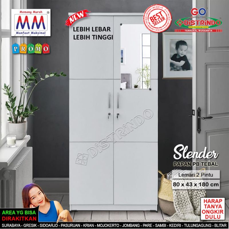 DISTRINDO Lemari Pakaian 2Pintu + Cermin Rias / Lemari GAMIS 2Pintu