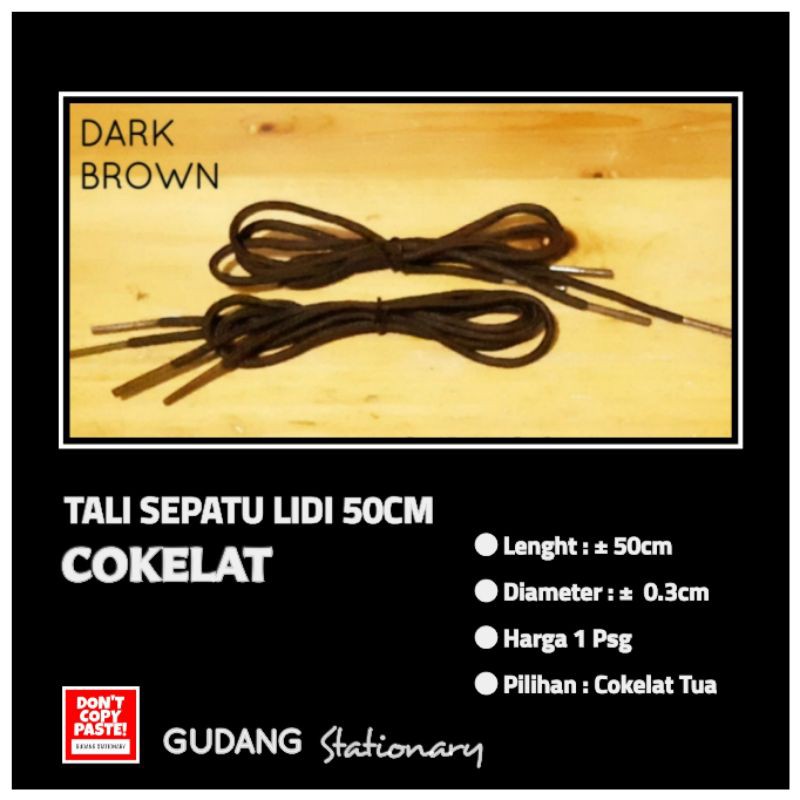 Tali Sepatu Bulat Lidi Cokelat