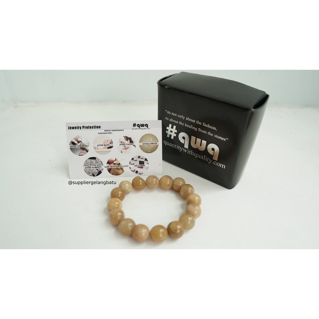 gelang batu MANIGAJAH ASLI NATURAL DIMENSI 10mm 12mm bercak kuning