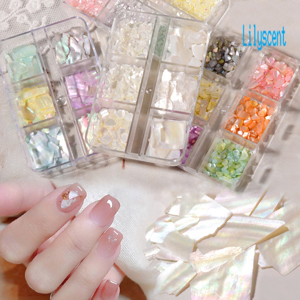 Lily 1 Kotak Batu Kerang Warna-Warni Untuk Dekorasi Manicure / Nail Art