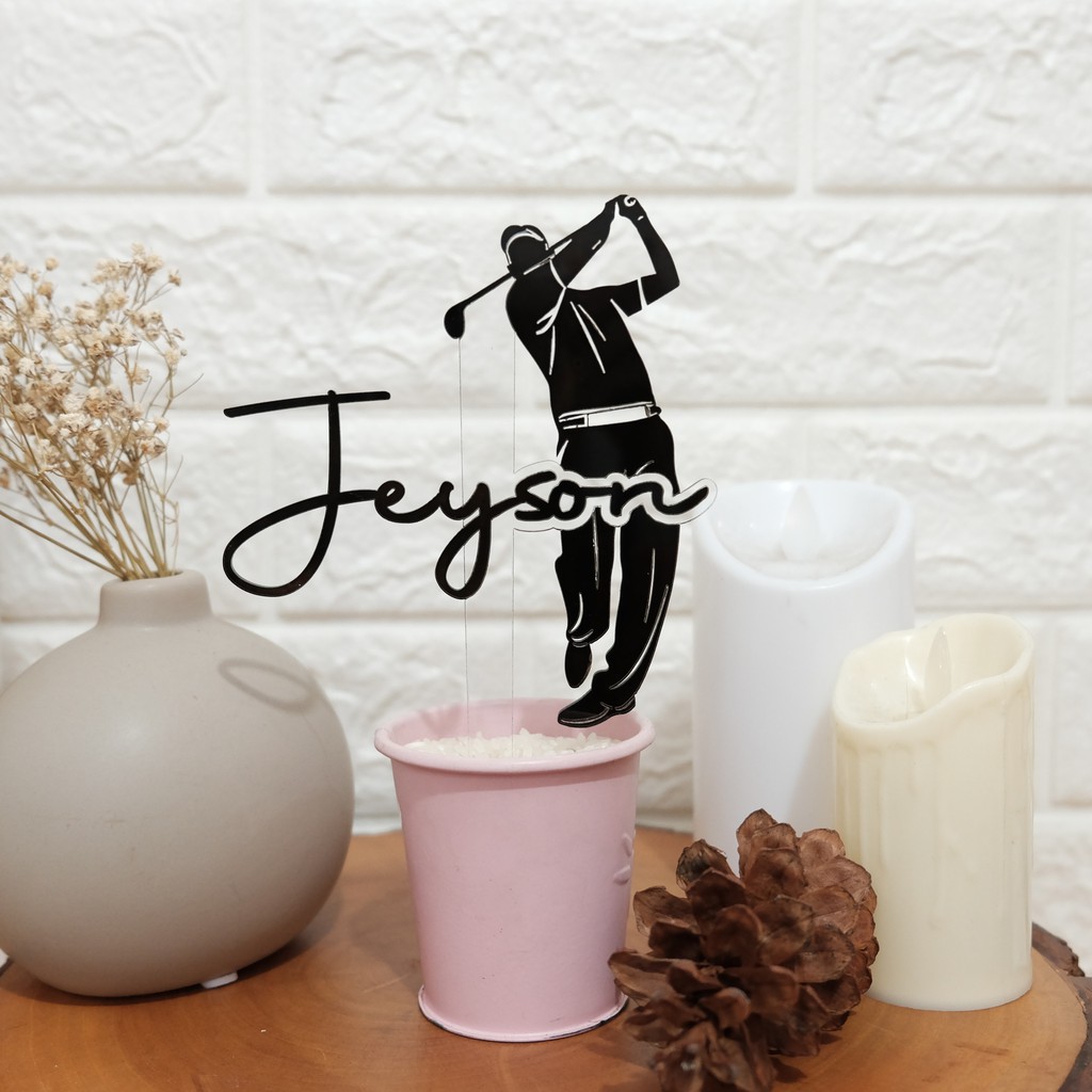 Cake Topper Acrylic Tema Golf