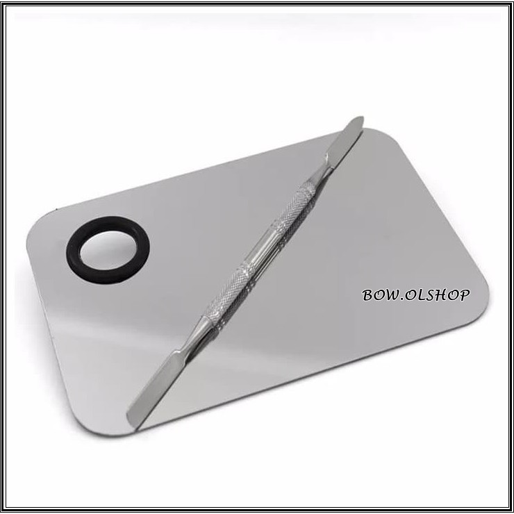 (BOW) Mixing Palette Foundation Papan Mixing Palette Stainless + Spatula Makeup 4AO22