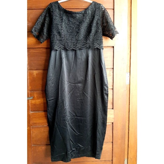 dress brokat hitam baju wanita