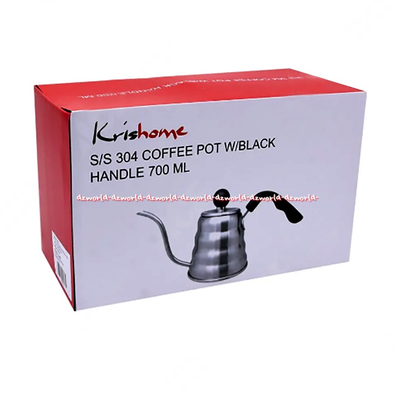 Krishome S/S 304 Coffee Pot Gooseneck With Black Handle 700ml Kris Home Teko Cerek Ujung Runcing Model Ulir Untuk Seduh Teh Kopi Stainless Steel Goo seneck SS