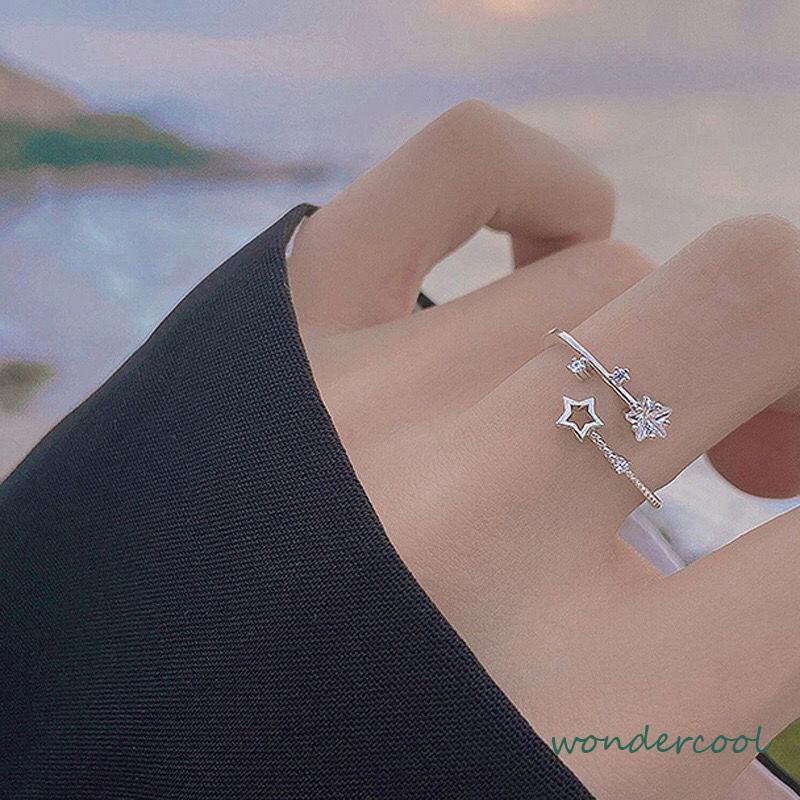 Cincin Kupu-Kupu Berlian Flash Cincin Jari Telunjuk Fashion Wanita Sederhana-Won