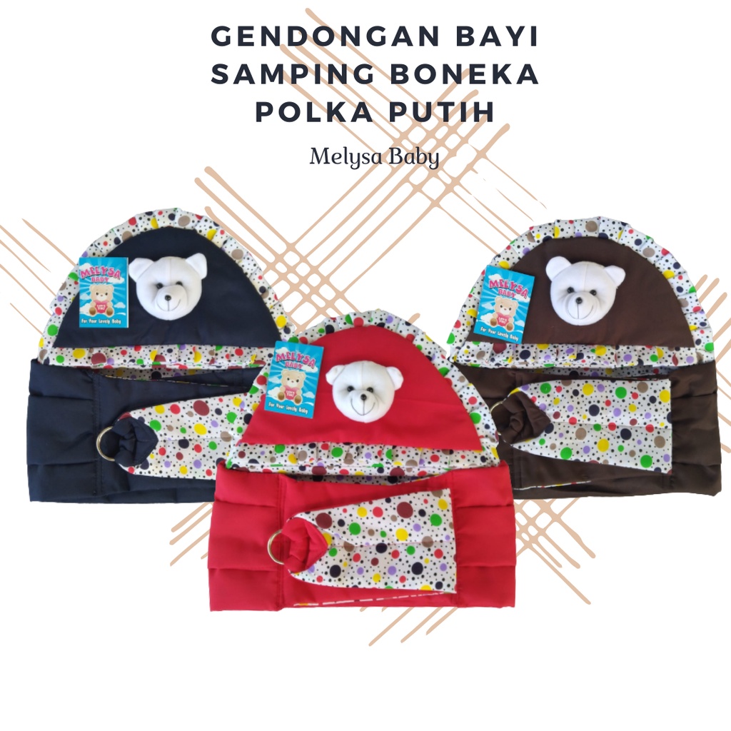 Gendongan Bayi Samping Boneka Polka Putih Melysa Baby