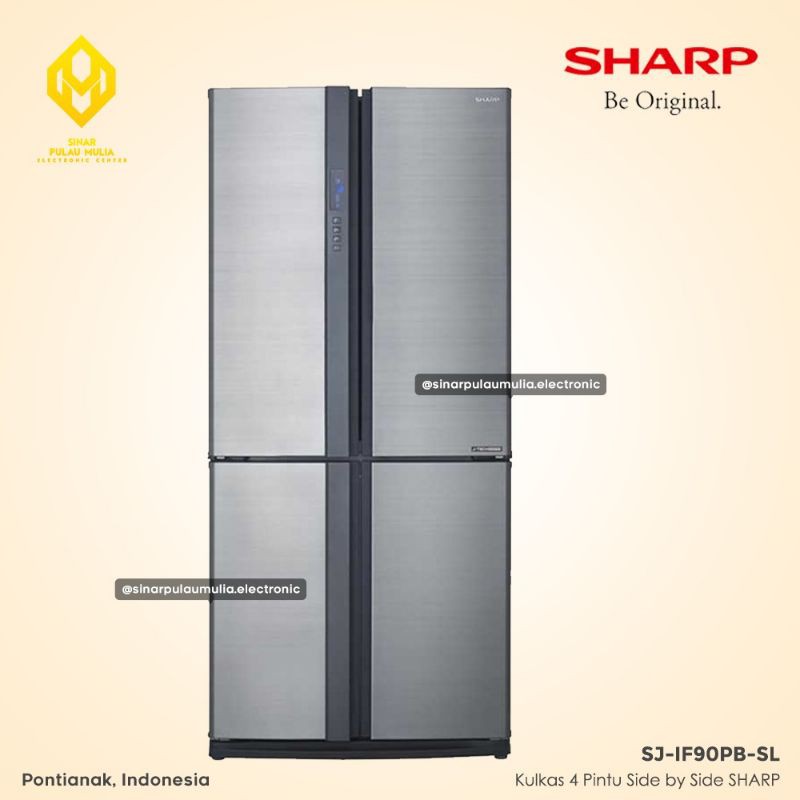 Sharp Kulkas 4 Pintu Side by Side 695 Liter Inverter - SJ-IF90PB-SL / SJ IF90PB SL / SJIF90PBSL