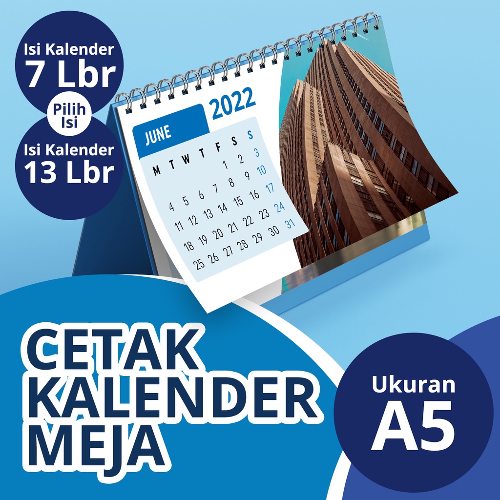 

Cetak Kalender Meja A5 Custom - Isi 7 lembar Art Carton 230, Dudukan Board Linen