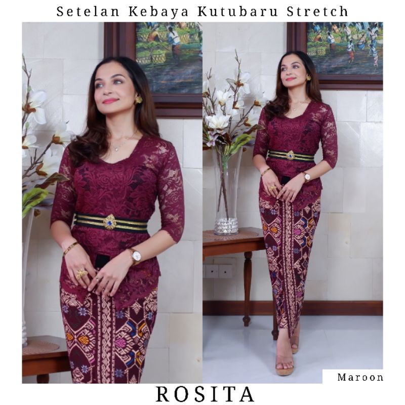 Setelan Kebaya Kutubaru Brokat Katun Stretch Rosita