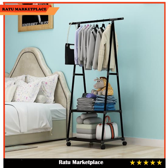 DOUBLE ROD RACK RAK  BAJU  GANTUNG SERBAGUNA MULTIFUNGSI 