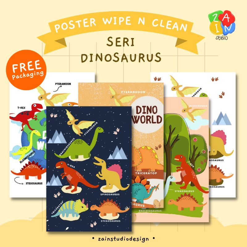 SERI POSTER DINO 1 - POSTER ANAK EDUKASI BALITA TK PAUD