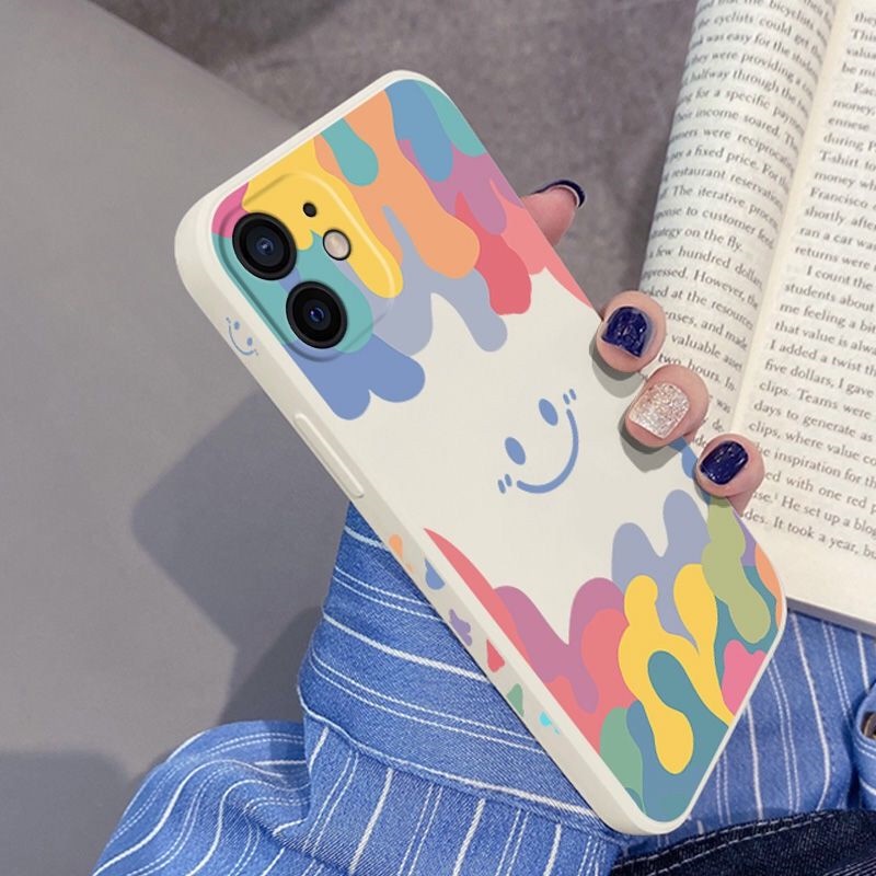Casing OPPO A93 A5 A9 A31 A53 A33 A32 2020 Reno 5 Pro 3 A5s A3s A92 A72 A52 A55 F11 F9 Por Phone Case Smiley Watercolor Shell Silicon Soft TPU Fashion Casing Protection Anti-fall Back Cover-3