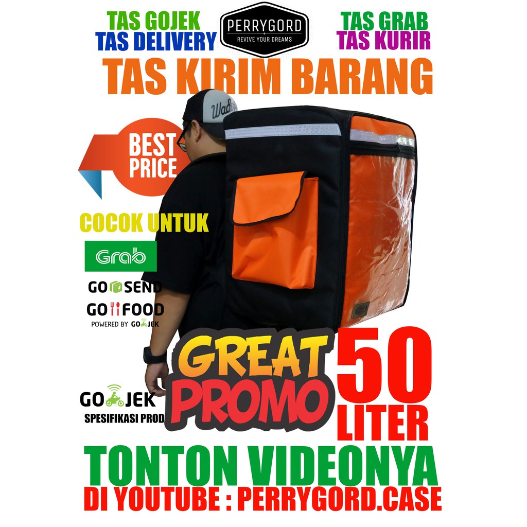Tas kirim barang untuk gojek gosend grab 50 LITER WARNANYA ORANGE
