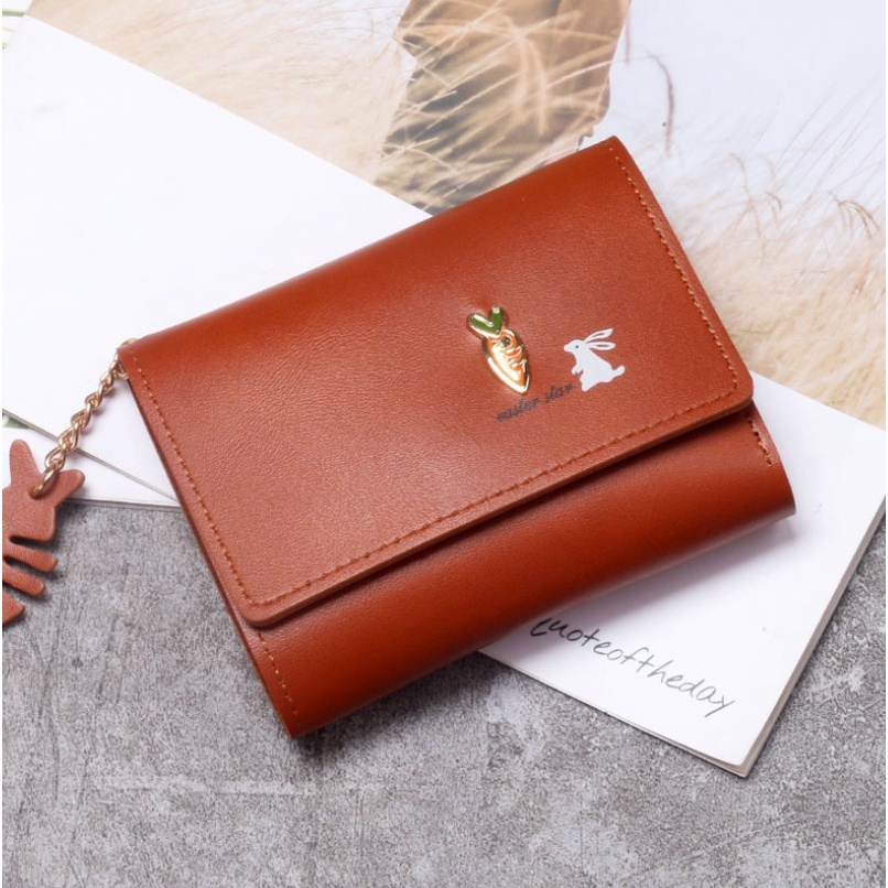 FINOM WORTEL - Dompet Mini Lipat Wanita Motif Polos Trendi