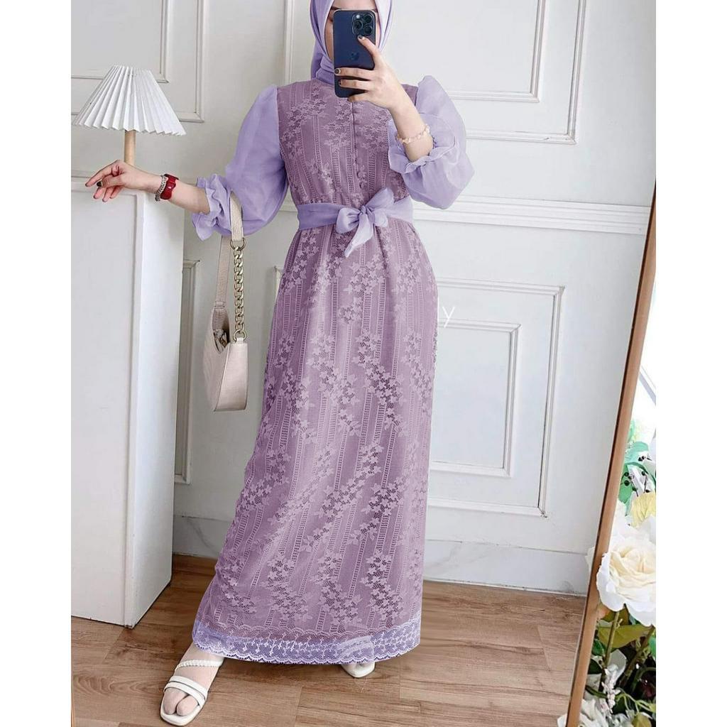 O2 Fashion /maxi luis/READY STOK/ Size S-M-L-XL-XXL/ busui seleting depan/busui friendly/ Luis dress / bisa cod /dress gamis organza/ gamis kondangan/ maxi lebaran  dress model terbaru dress mewah dress cantik