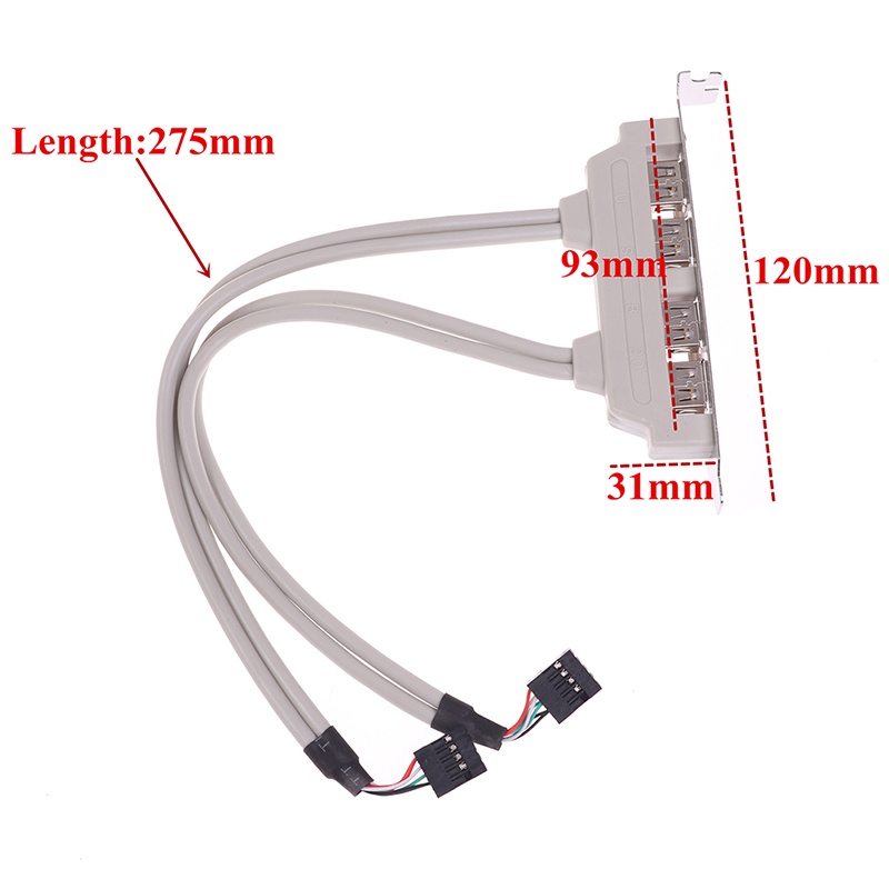 {LUCKID}4 Port USB 2.0 to 9 Pin MainBoard Header Bracket Extension Cable for PC Panel