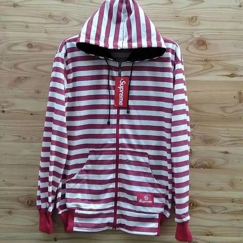 JAKET SALUR MOTIF GARIS-GARIS READY TIGA VARIAN WARNA NAVY/MAROON/HITAM TERMURAH