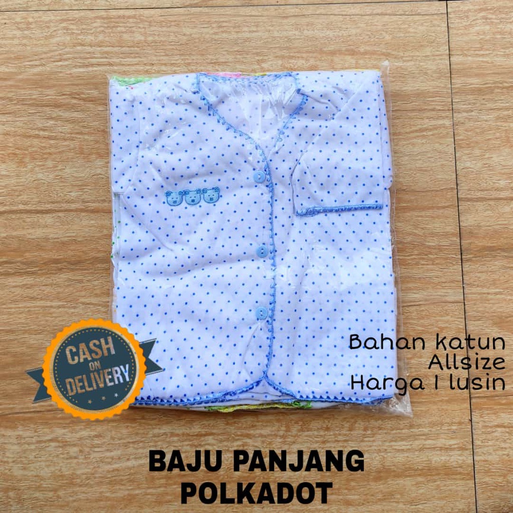 1 LUSIN (12 pcs) Baju bayi kutung POLKADOT halus lembut