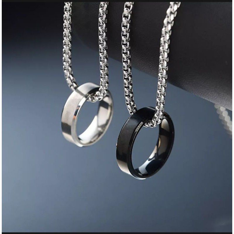 KALUNG TITANIUM RANTAI ROLLO LIONTIN CINCIN PRIA WANITA ANTI KARAT DAN TIDAK LUNTUR STAINLEES STEEL BAJA PUTIH