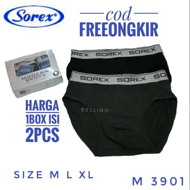 1Box Isi 2pcs Cd Sorex Man 3901 Modern brief Celana Dalam Cowok Sorex Premium Katun Size M L XL