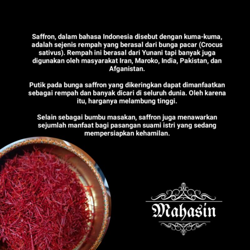 

Promil Herbal Saffron Gread A ( 1 Cup Berat 1 GR )