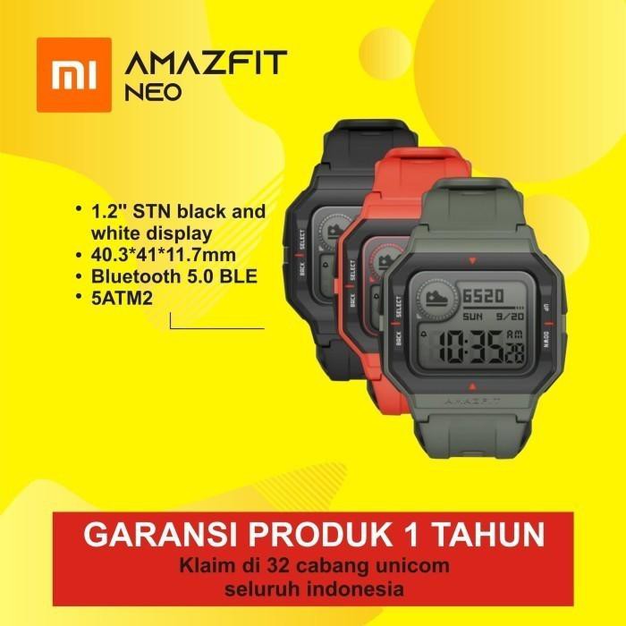 wisudafu062- Amazfit Neo Retro Smartwatch Heart Rate - Merah Diskon