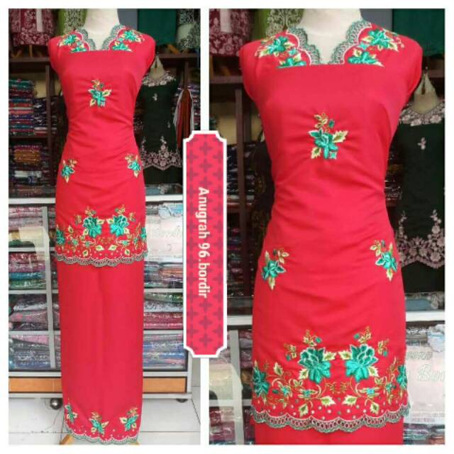 Bahan baju kurung suji .  Bordir kerancang