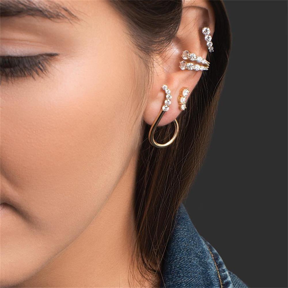 Lily CZ Cuff Earrings Aksesoris Pesta Tanpa Tindik Zirkon Manset Telinga