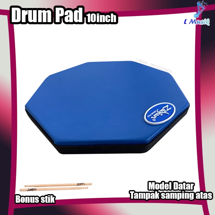 PAD DRUM 10IN BONUS STIK LATIHAN STICKING DRUM PAD