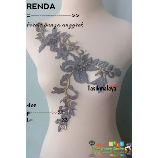 RENDA BORDIR TEMPEL MANUAL BUNGA ANGGREK